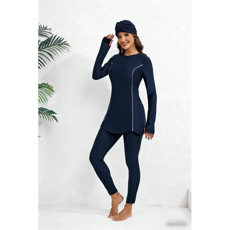 MuslimThree-piece swimsuit, conservative swimsuit, long-sleeved surfing suitModestWomen's full-body swimsuit