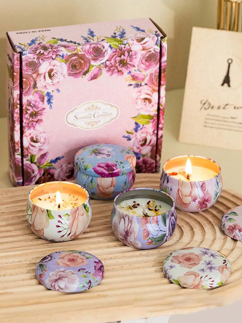 4 cans/set of hot melt wax aromatherapy set, homemade soy candle cup, flower candles for wedding and holiday decoration