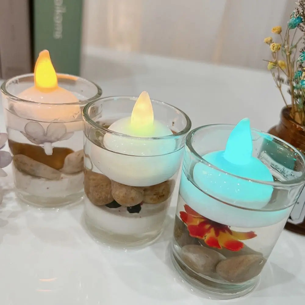 5Pcs Diwali Diya LED Light Floating on Water Electric Candle Lamp Glowing Decor Water Sensor Candles