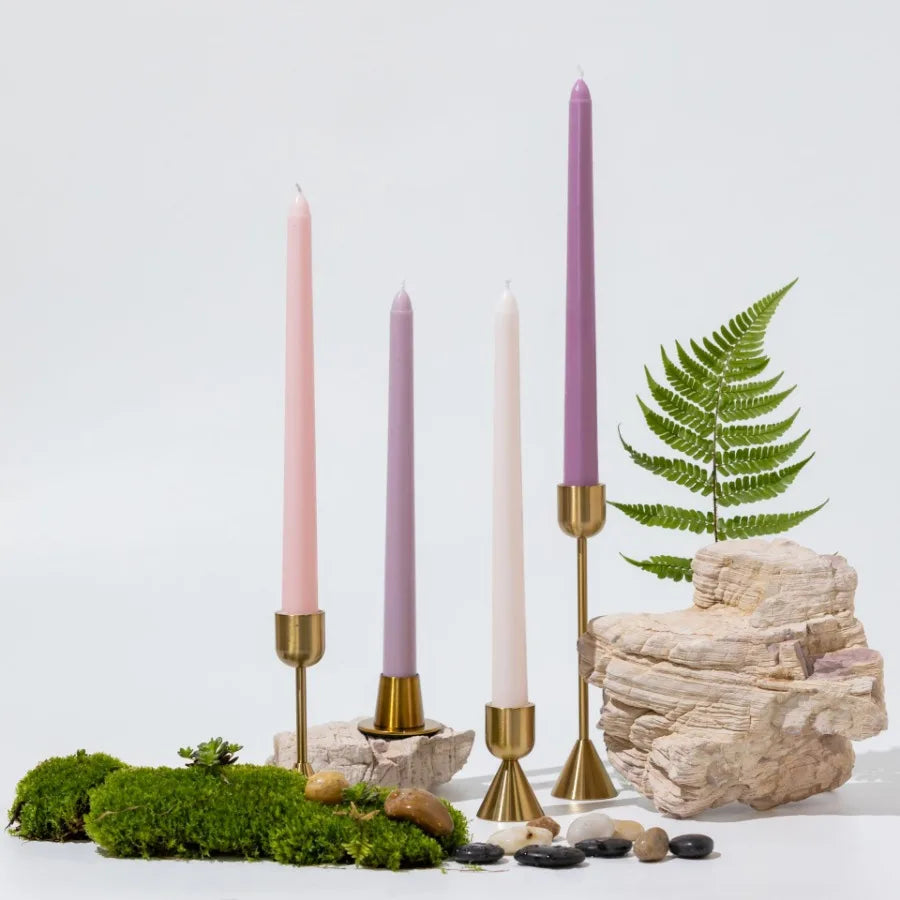 4pcs/set 9.84in gradient color long stem candles, unscented smokeless taper candles for wedding restaurant and home decoration