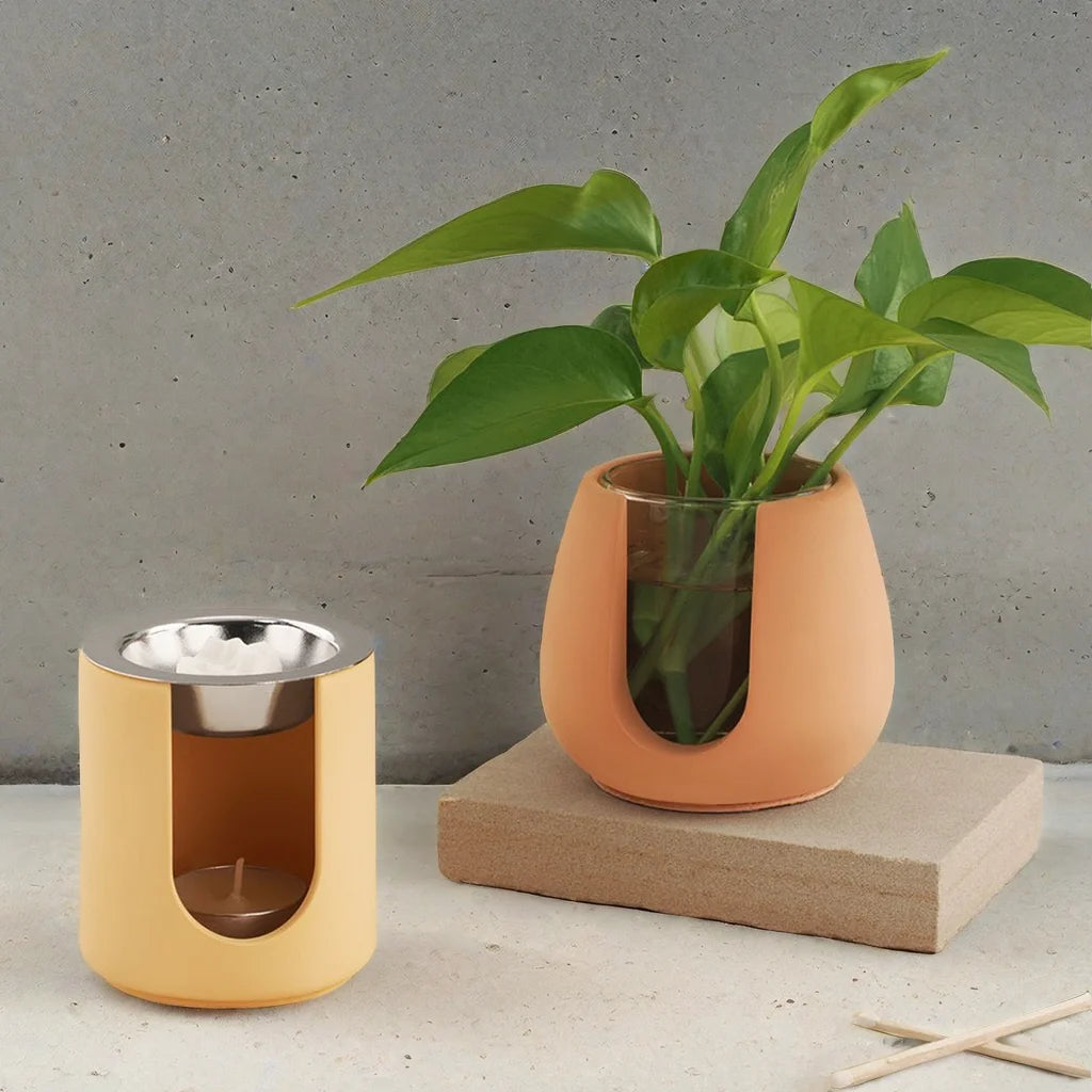 Heating Aroma Candle Holder Concrete Silicone Mold Round Melted Wax Furnace Diffusing Gypsum Hydroponic Test Tube Planters Mould