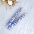 SSY Handmade Candles Blue Flower Pattern Candles Gift Giving, 2pcs 7.28 inch Paraffin Spiral Pole Wax Unscented Candles