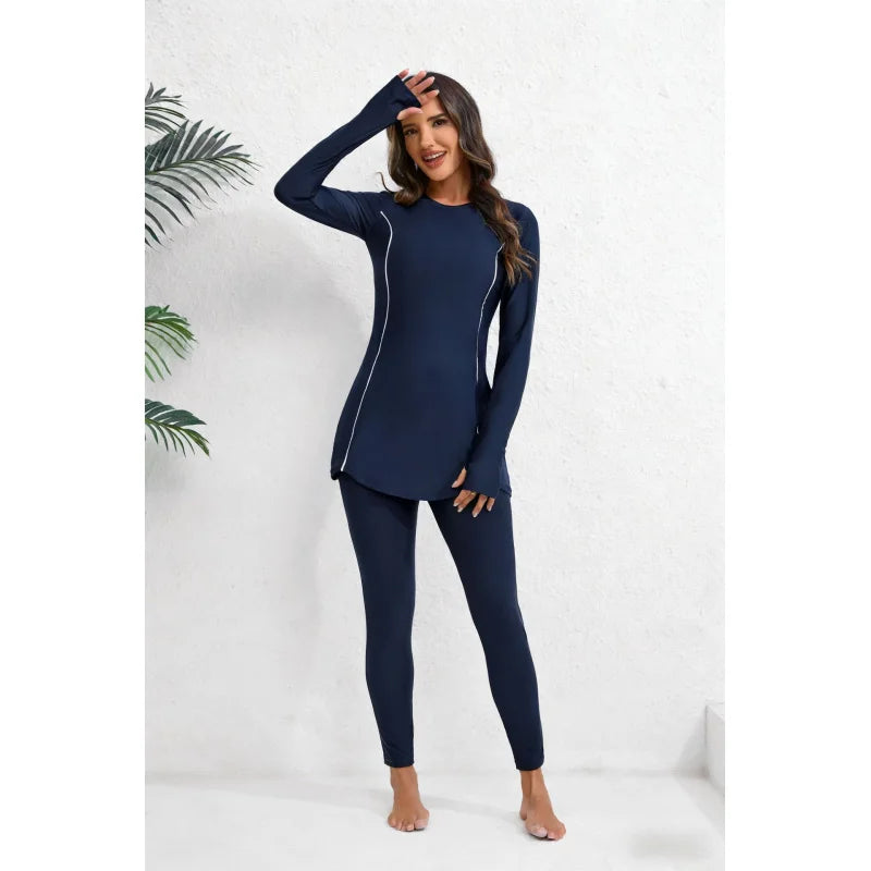 MuslimThree-piece swimsuit, conservative swimsuit, long-sleeved surfing suitModestWomen's full-body swimsuit