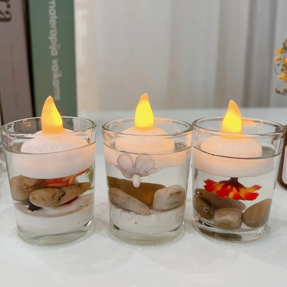 5Pcs Diwali Diya LED Light Floating on Water Electric Candle Lamp Glowing Decor Water Sensor Candles