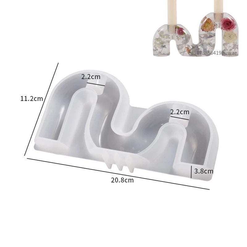 S/M/L/U-Shape Candle Holder Silicone Mold Crystal Mirror Epoxy Resin Mould DIY Cement Gypsum Arched Mould Candlestick Home Decor
