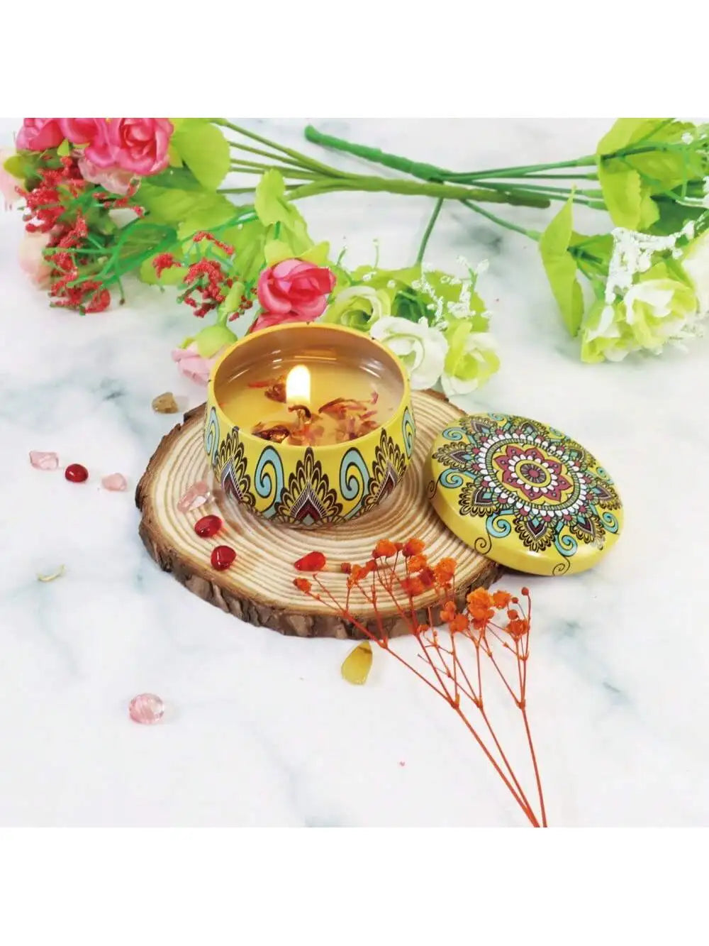 4 cans/set of hot melt wax aromatherapy set, homemade soy candle cup, flower candles for wedding and holiday decoration