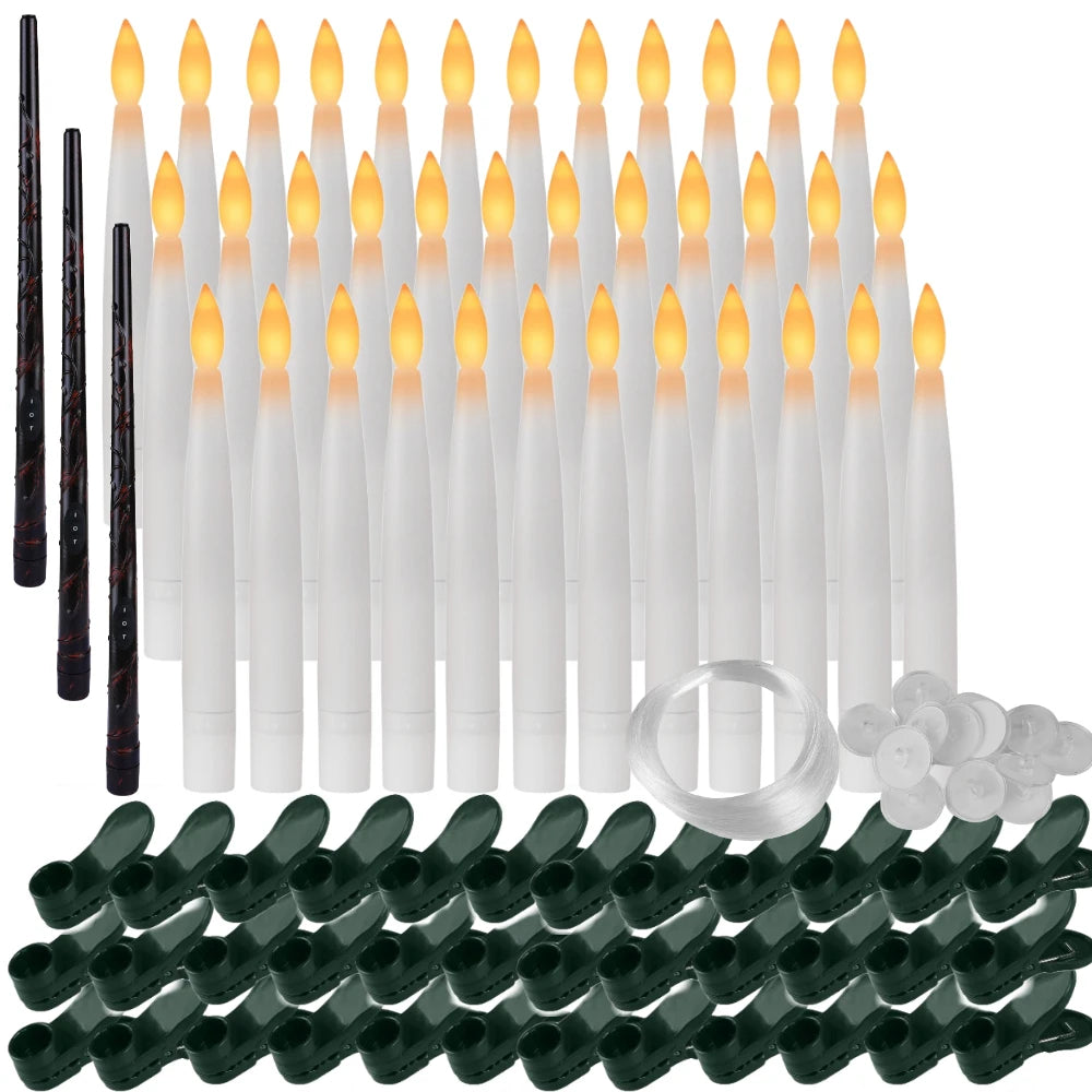 10/20/30Pc LED Flameless Flickering 12CM Taper Clip-On Candles Drip Timer Remote Control Cordless Christmas Tree Holiday Decor