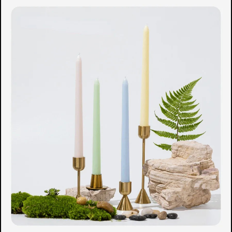 4pcs/set 9.84in gradient color long stem candles, unscented smokeless taper candles for wedding restaurant and home decoration