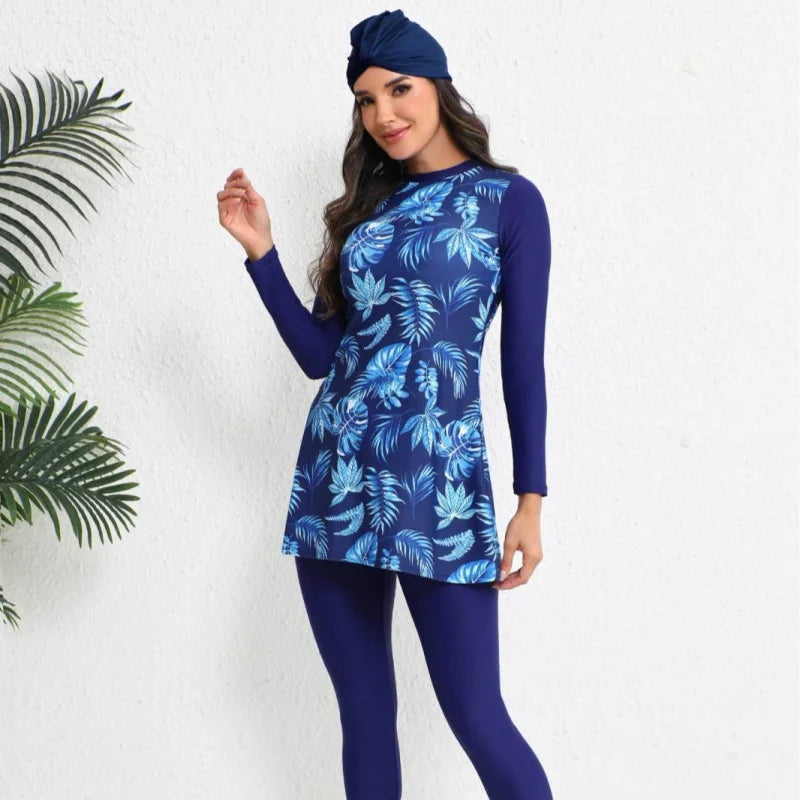 MuslimThree-piece swimsuit, conservative swimsuit, long-sleeved surfing suitModestWomen's full-body swimsuit