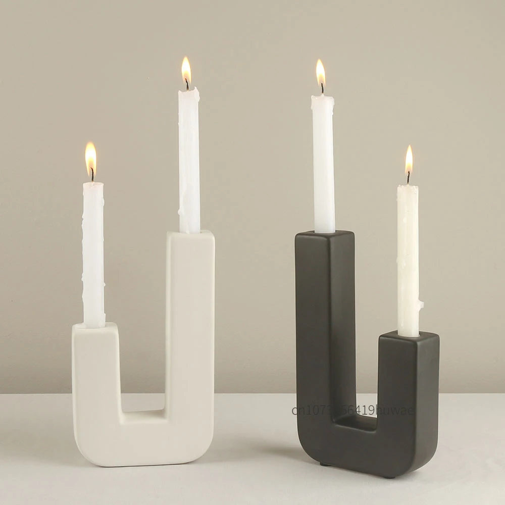S/M/L/U-Shape Candle Holder Silicone Mold Crystal Mirror Epoxy Resin Mould DIY Cement Gypsum Arched Mould Candlestick Home Decor