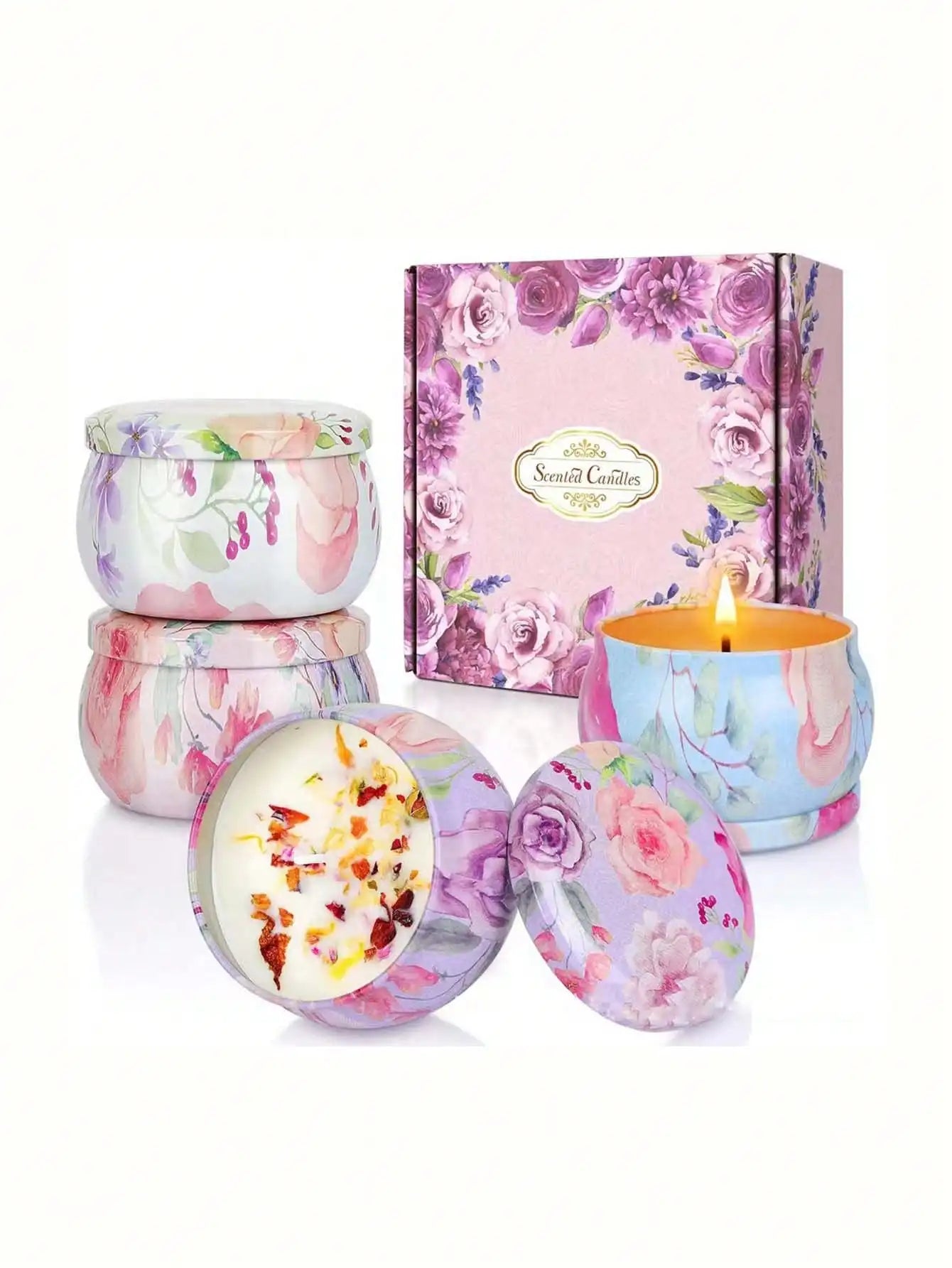 4 cans/set of hot melt wax aromatherapy set, homemade soy candle cup, flower candles for wedding and holiday decoration