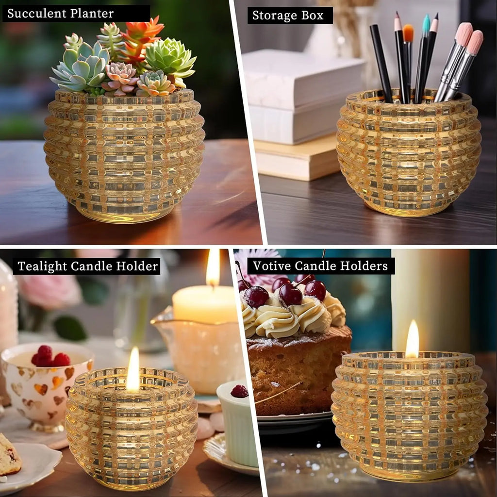 Crystal Tealight Candle Holders Crystal Glass Candlestick Banquet Decorations for Home Wedding Birthday Party and Holidays