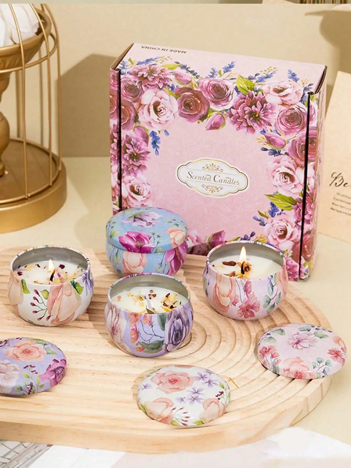 4 cans/set of hot melt wax aromatherapy set, homemade soy candle cup, flower candles for wedding and holiday decoration