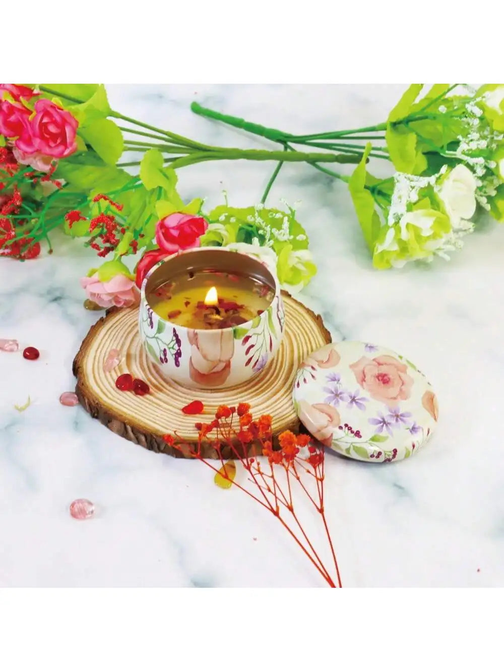 4 cans/set of hot melt wax aromatherapy set, homemade soy candle cup, flower candles for wedding and holiday decoration