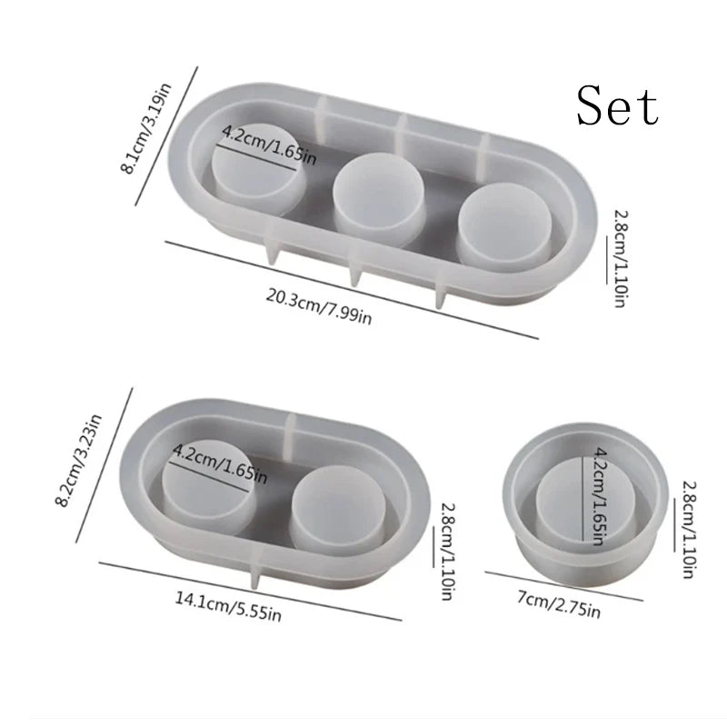 1/2/3 Hole DIY Crystal Epoxy Plastic Resin Mold Porous Round Aromatherapy Gypsum Candle Holder Ornament Silicone Mold