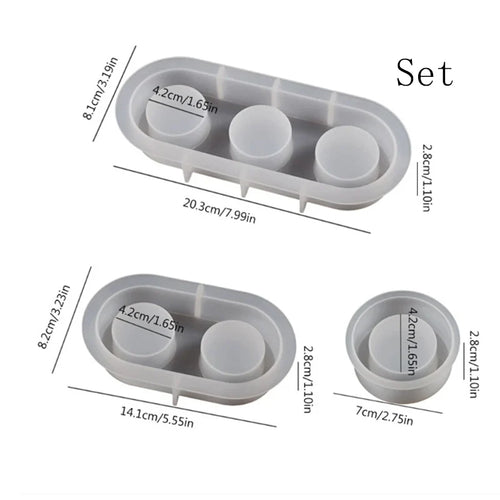 1/2/3 Hole DIY Crystal Epoxy Plastic Resin Mold Porous Round Aromatherapy Gypsum Candle Holder Ornament Silicone Mold