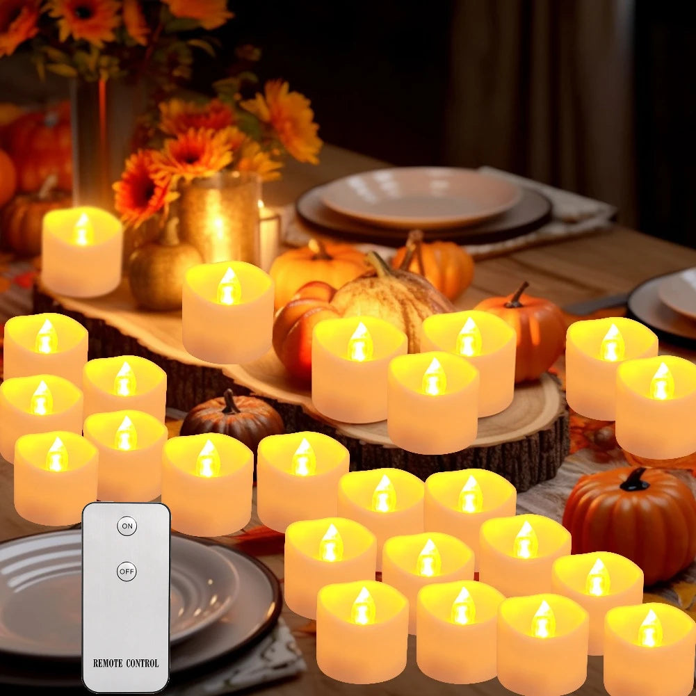 Flameless LED Electronic Candle with Remote Control LED Lighting with Flickering Flame Tea Lights Wedding Party Home Decor