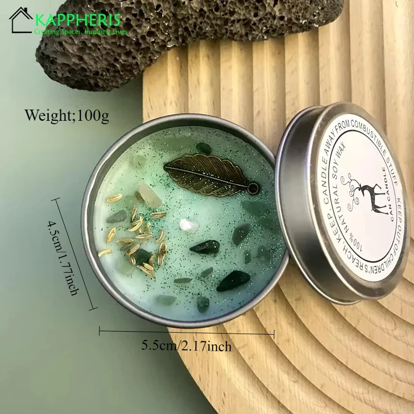 8OZ Crystal Candle Wholesale Tin Can Vanilla Scented Candles In Jars Real Herbs Crystal Candles Home Decoration Lily Rose