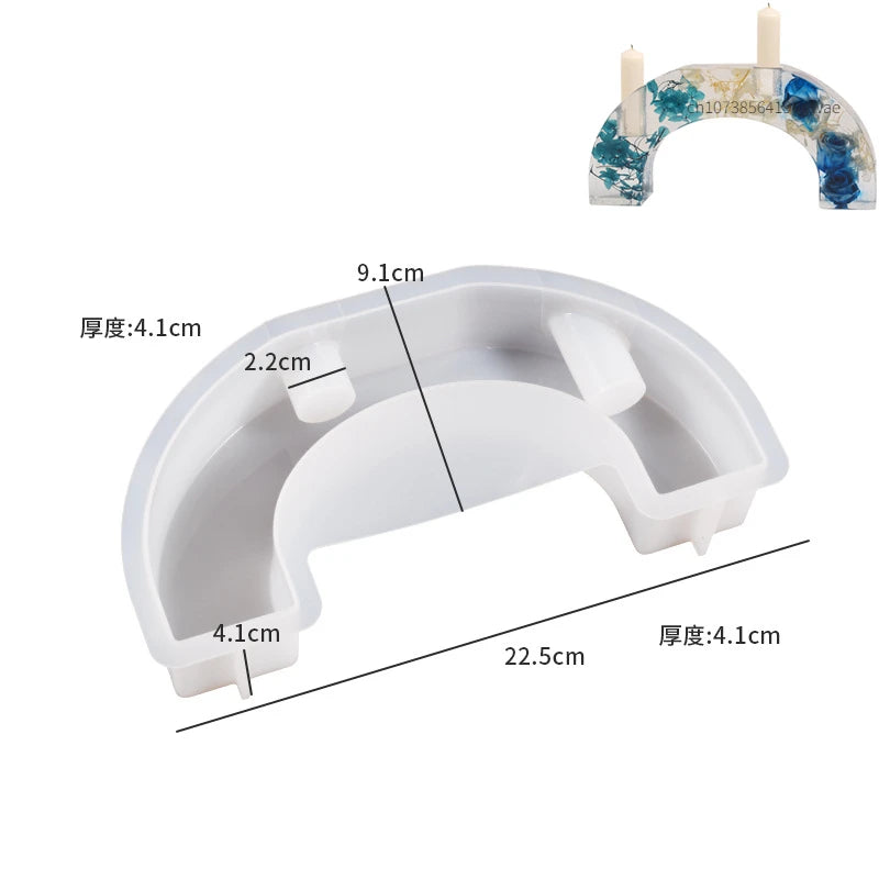 S/M/L/U-Shape Candle Holder Silicone Mold Crystal Mirror Epoxy Resin Mould DIY Cement Gypsum Arched Mould Candlestick Home Decor
