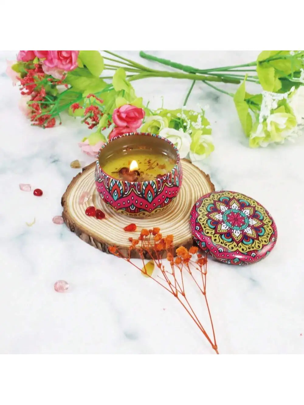 4 cans/set of hot melt wax aromatherapy set, homemade soy candle cup, flower candles for wedding and holiday decoration