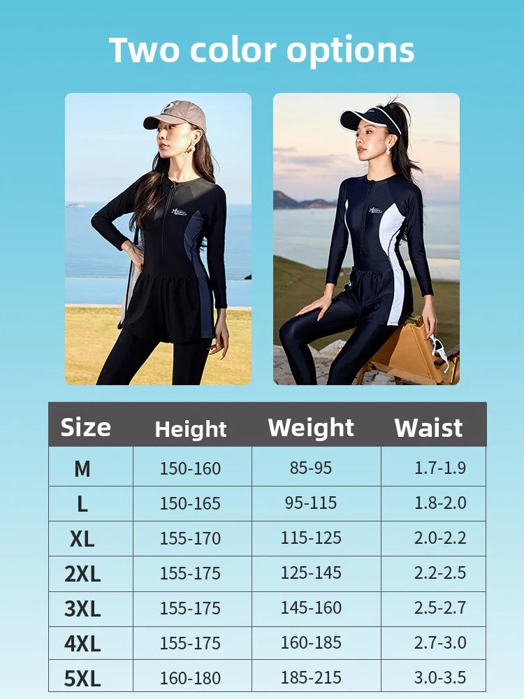 2024 New Women's One-Piece Swimsuit Long Sve Full Body Sunscreen Slimming Surfing Diving Swimming Suit Conservatively Desi...