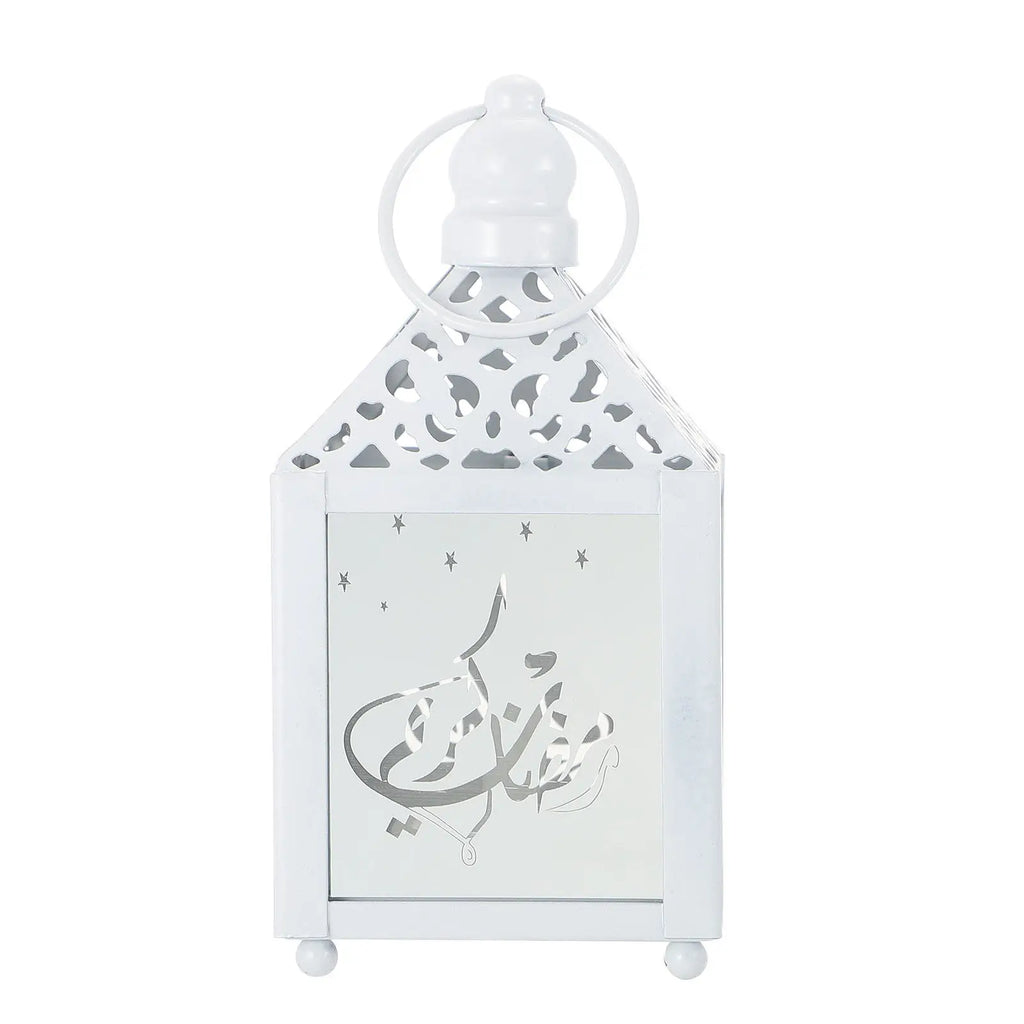 1Pcs Iron Art Eid Lantern Ramadan LED Light Decorative Lamp Hanging Muslim Festival Indoor Outdoor Party Decoration