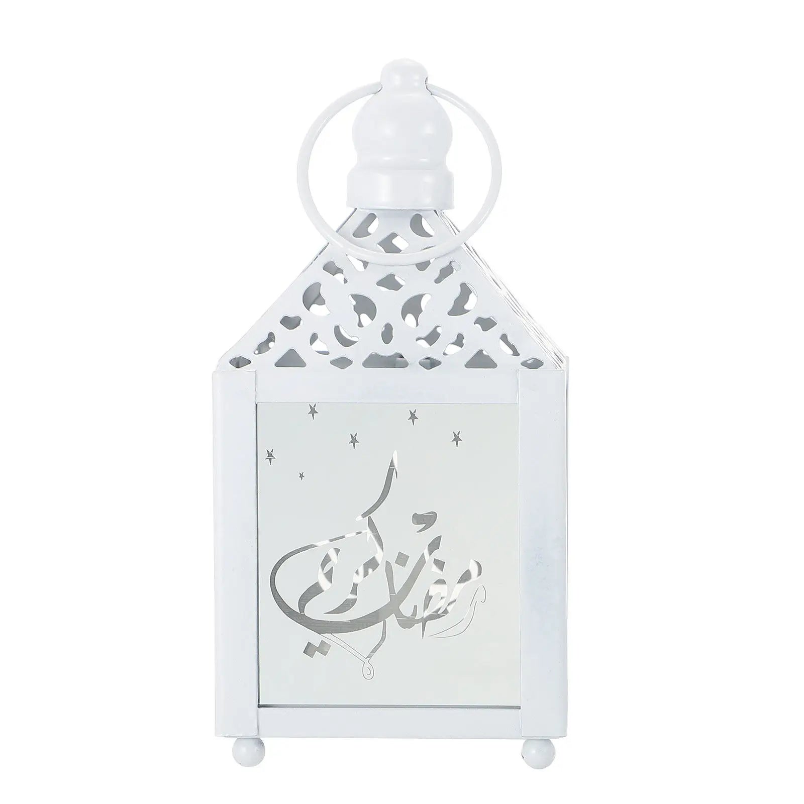 1Pcs Iron Art Eid Lantern Ramadan LED Light Decorative Lamp Hanging Muslim Festival Indoor Outdoor Party Decoration