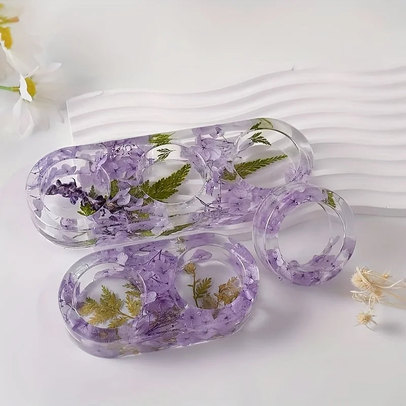 1/2/3 Hole DIY Crystal Epoxy Plastic Resin Mold Porous Round Aromatherapy Gypsum Candle Holder Ornament Silicone Mold