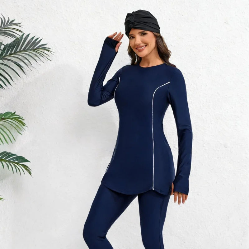 MuslimThree-piece swimsuit, conservative swimsuit, long-sleeved surfing suitModestWomen's full-body swimsuit