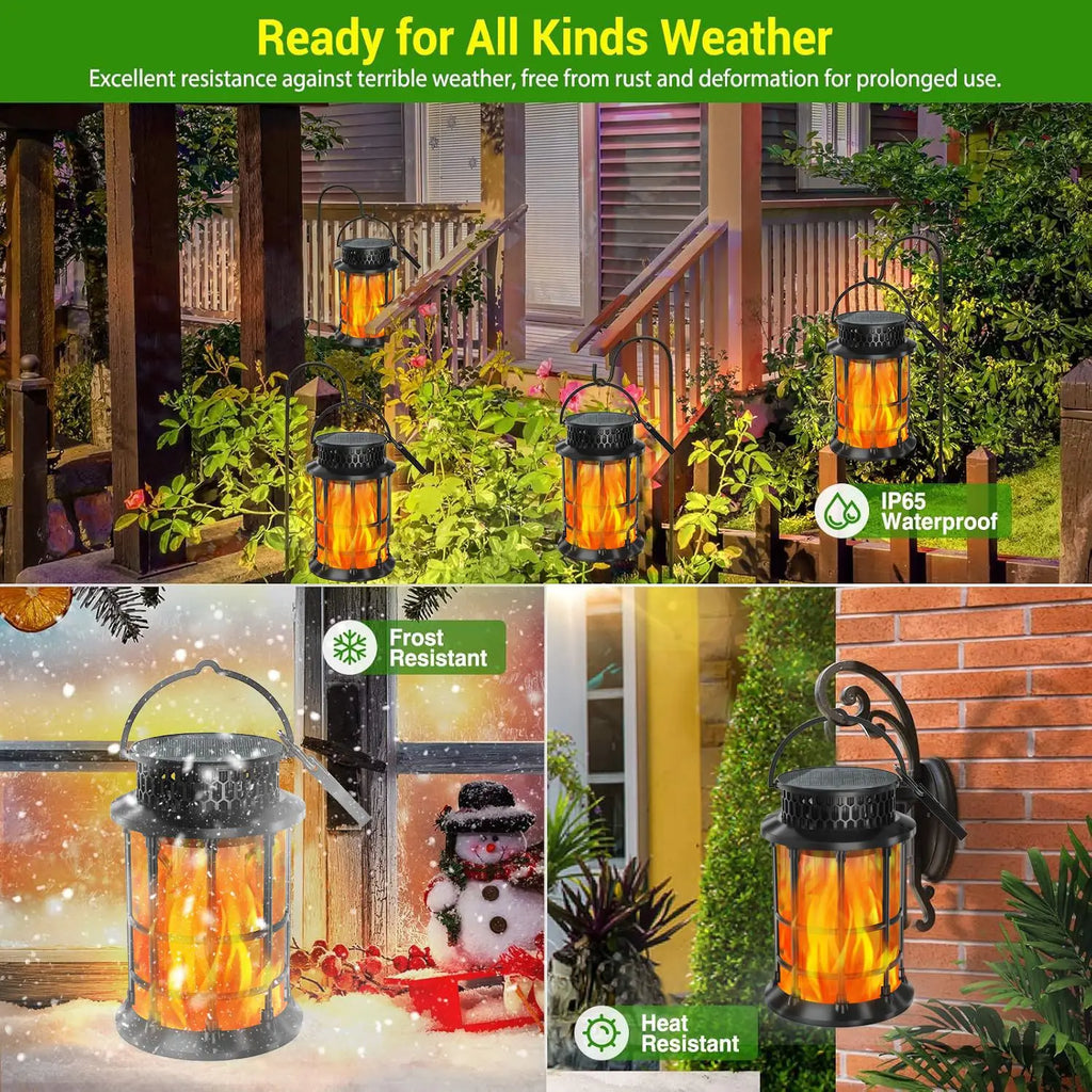 Solar Flame Lamp Outdoor Garden Lawn Landscape Christmas Party Decoration Holiday Festival Night Light Automatically Lights Up