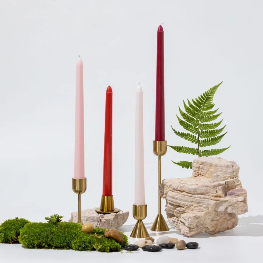 4pcs/set 9.84in gradient color long stem candles, unscented smokeless taper candles for wedding restaurant and home decoration