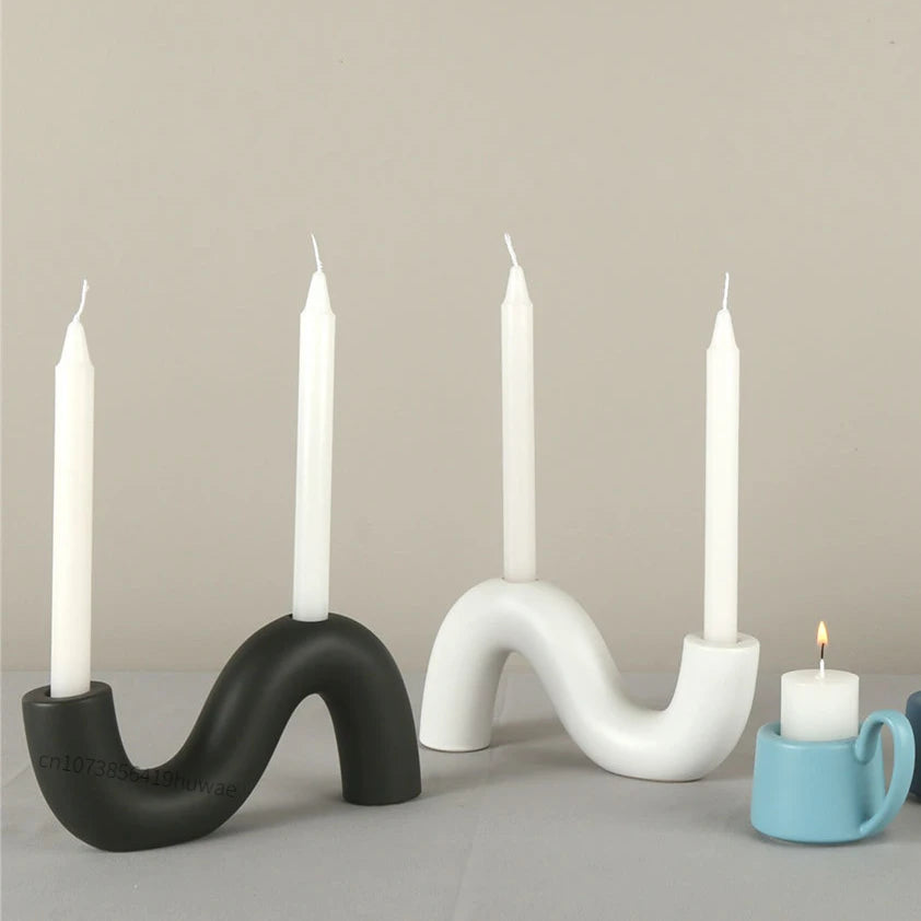 S/M/L/U-Shape Candle Holder Silicone Mold Crystal Mirror Epoxy Resin Mould DIY Cement Gypsum Arched Mould Candlestick Home Decor