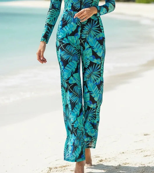 One Piece Swimsuit Women Long Sleeve Swimwear with Zip Front Leggings Sport Rash Guard Quick Dry UPF 50+ 2026 New Beachwear