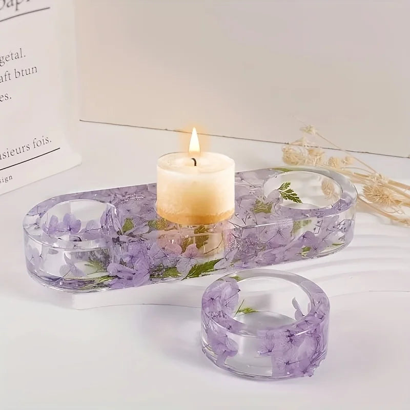 1/2/3 Hole DIY Crystal Epoxy Plastic Resin Mold Porous Round Aromatherapy Gypsum Candle Holder Ornament Silicone Mold