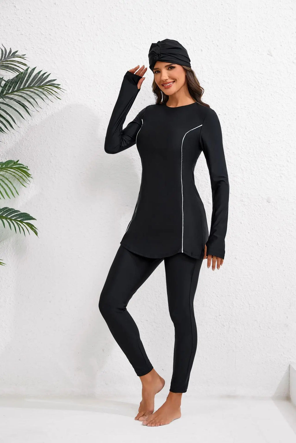 MuslimThree-piece swimsuit, conservative swimsuit, long-sleeved surfing suitModestWomen's full-body swimsuit