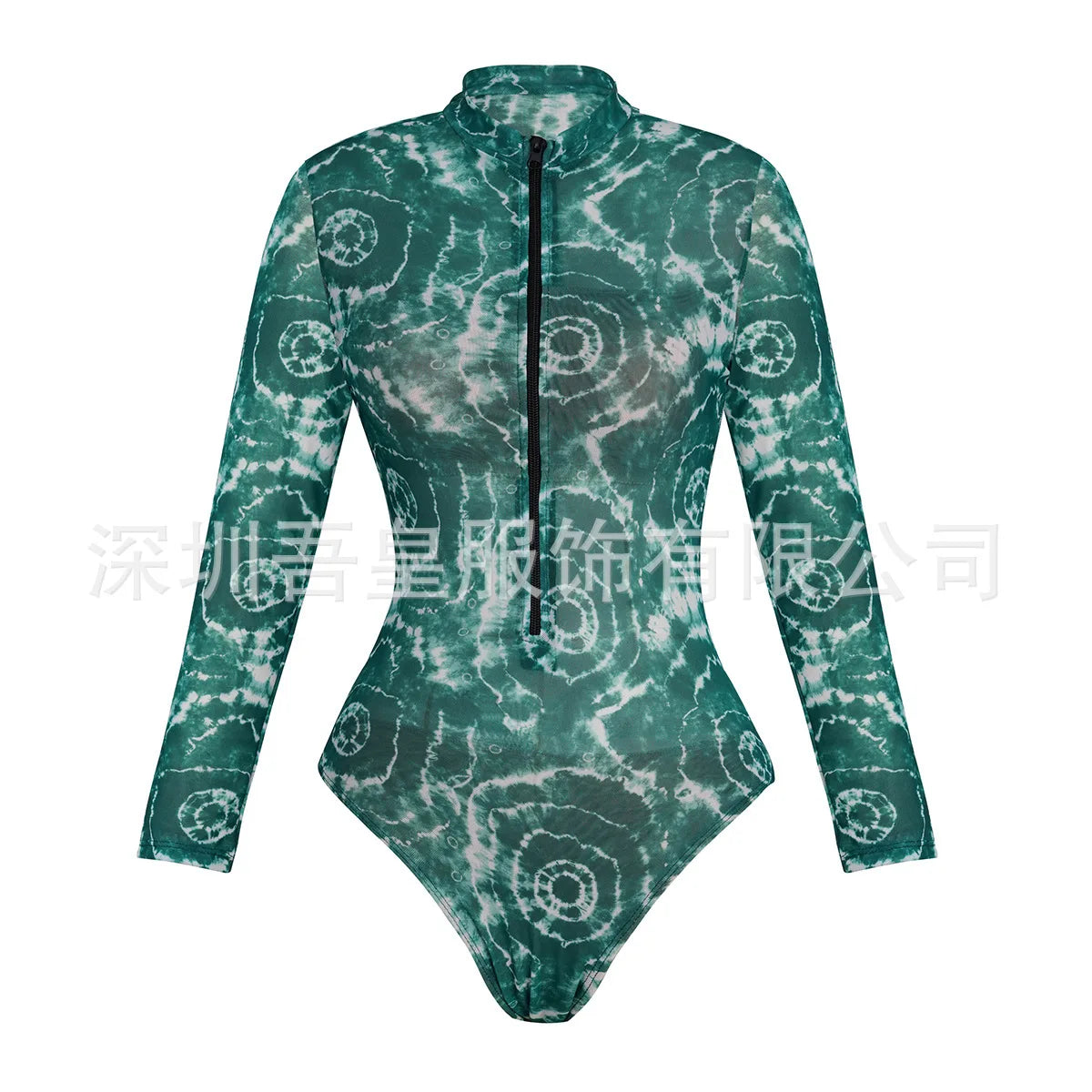 One Piece Swimsuit Women Long Sleeve Swimwear Pants UPF 50+ Quick-Dry Beachwear with Front Zipper New Print Beach Bathing Suit
