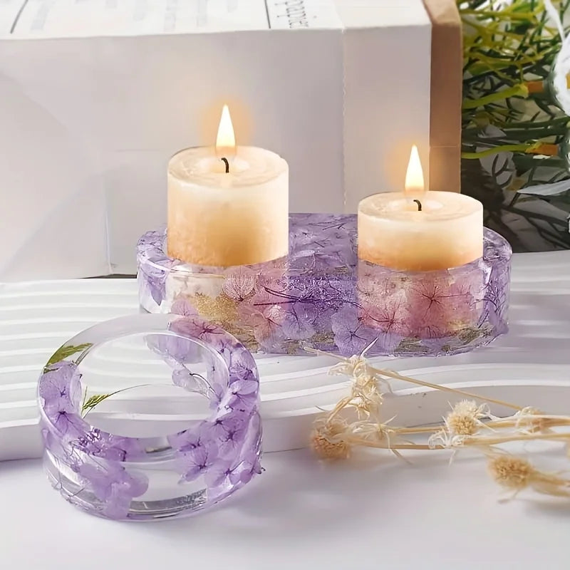 1/2/3 Hole DIY Crystal Epoxy Plastic Resin Mold Porous Round Aromatherapy Gypsum Candle Holder Ornament Silicone Mold
