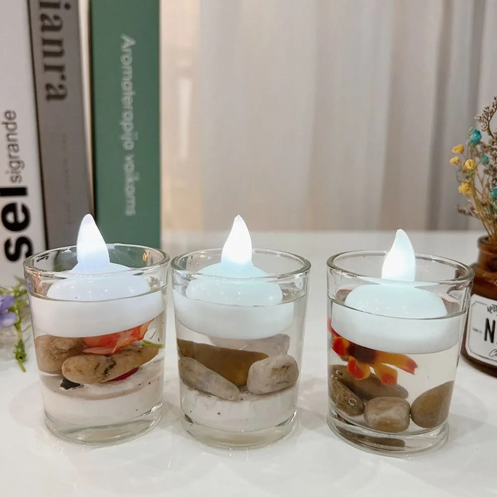 5Pcs Diwali Diya LED Light Floating on Water Electric Candle Lamp Glowing Decor Water Sensor Candles