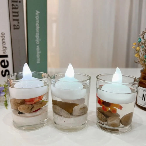 5Pcs Diwali Diya LED Light Floating on Water Electric Candle Lamp Glowing Decor Water Sensor Candles