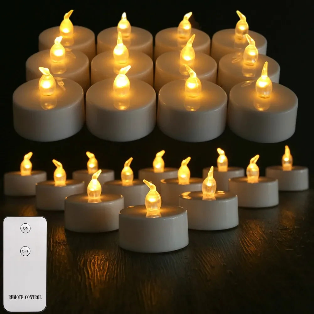 Flameless LED Electronic Candle with Remote Control LED Lighting with Flickering Flame Tea Lights Wedding Party Home Decor