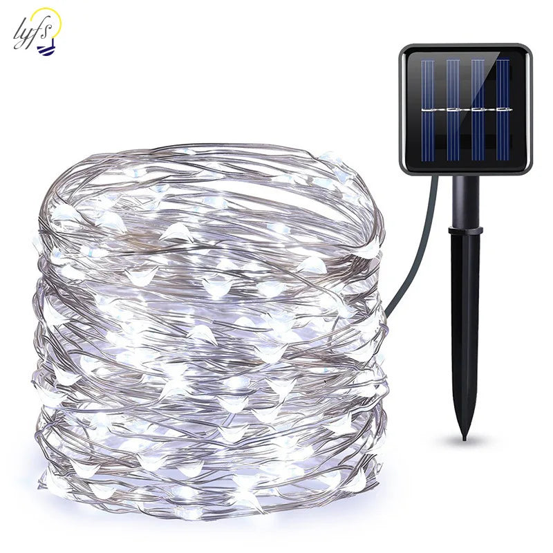 12/22/32M Solar LED Fairy String Lights Waterproof Outdoor Garland Lamp Christmas Party Garden Patio Wedding Festival Decoration