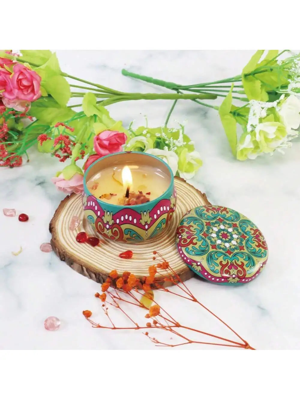 4 cans/set of hot melt wax aromatherapy set, homemade soy candle cup, flower candles for wedding and holiday decoration