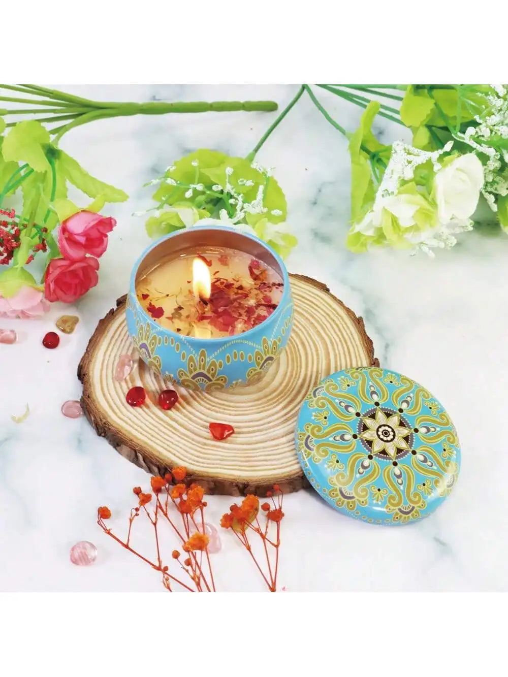 4 cans/set of hot melt wax aromatherapy set, homemade soy candle cup, flower candles for wedding and holiday decoration