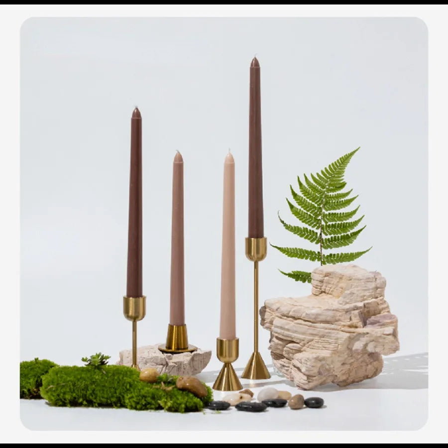 4pcs/set 9.84in gradient color long stem candles, unscented smokeless taper candles for wedding restaurant and home decoration