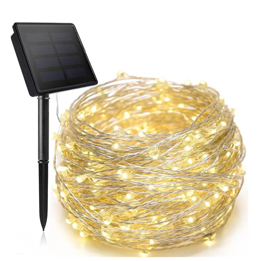 12/22/32M Solar LED Fairy String Lights Waterproof Outdoor Garland Lamp Christmas Party Garden Patio Wedding Festival Decoration