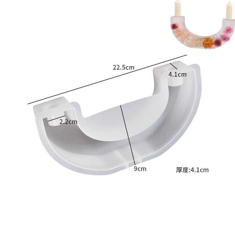 S/M/L/U-Shape Candle Holder Silicone Mold Crystal Mirror Epoxy Resin Mould DIY Cement Gypsum Arched Mould Candlestick Home Decor
