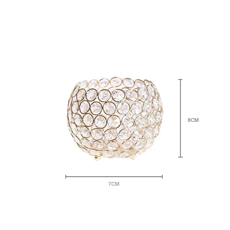 Gold Crystal Candle Holder Table Decorations for Honey Candles Holders Weddings Decoration Tea lights Holder Bases for Candle