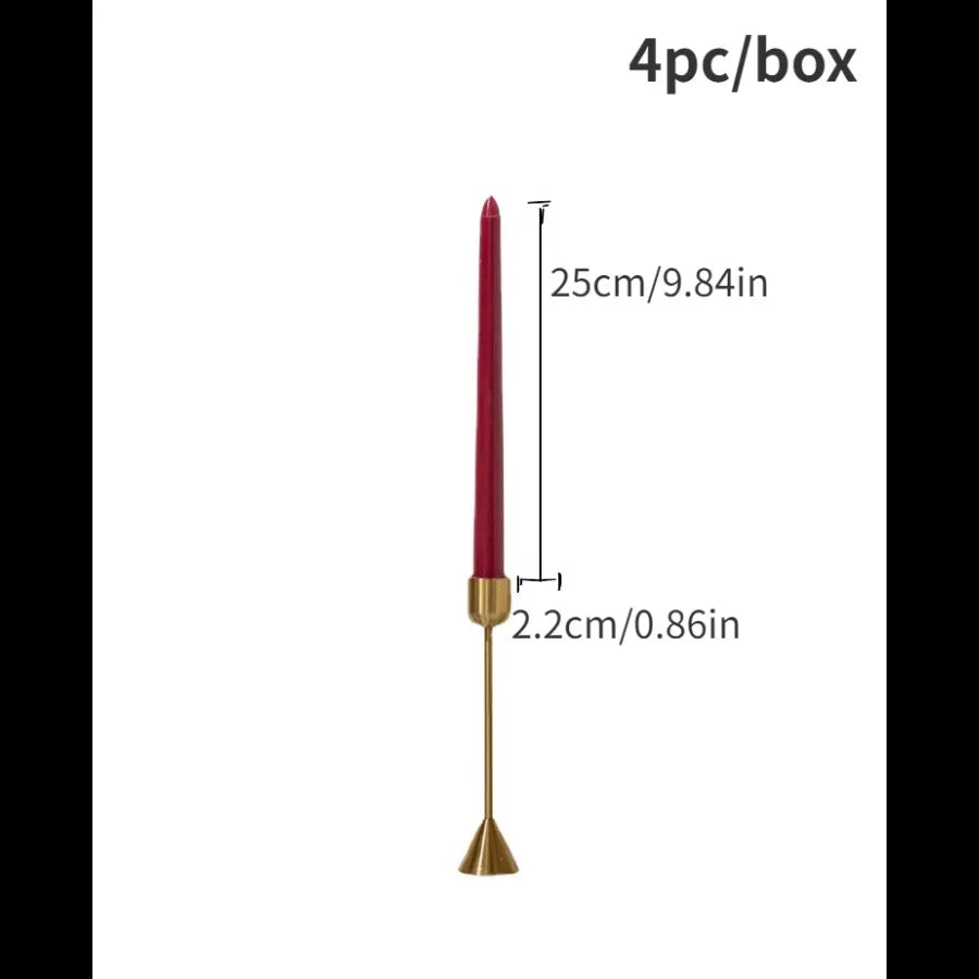 4pcs/set 9.84in gradient color long stem candles, unscented smokeless taper candles for wedding restaurant and home decoration