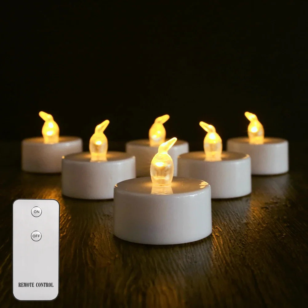 Flameless LED Electronic Candle with Remote Control LED Lighting with Flickering Flame Tea Lights Wedding Party Home Decor