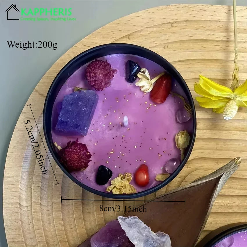 8OZ Crystal Candle Wholesale Tin Can Vanilla Scented Candles In Jars Real Herbs Crystal Candles Home Decoration Lily Rose
